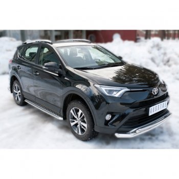 22 949 р. Пороги труба d42 с листом (Лист алюм,проф.сталь)(v2) SLITKOFF  Toyota RAV4  XA40 (2015-2019) 5 дв. рестайлинг  с доставкой в г. Кемерово. Увеличить фотографию 4