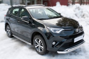 Широкая защита порогов с трубой диаметром 42 мм SLITKOFF v3 Toyota RAV4  XA40 (2015-2019) 5 дв. рестайлинг