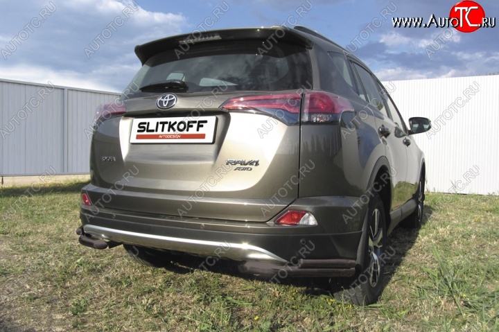 6 849 р. Уголки d57+d42 двойные  Toyota RAV4  XA40 (2015-2019) 5 дв. рестайлинг (Цвет: серебристый)  с доставкой в г. Кемерово