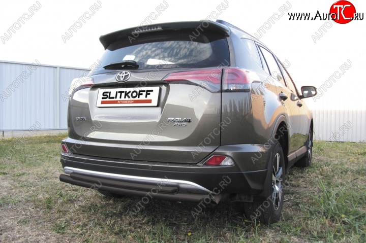 7 749 р. Защита задняя Slitkoff  Toyota RAV4  XA40 (2015-2019) 5 дв. рестайлинг (Цвет: серебристый)  с доставкой в г. Кемерово