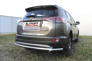 Защита заднего бампера Slitkoff (Ø57 мм, длинная) Toyota RAV4  XA40 (2015-2019) 5 дв. рестайлинг