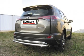 Защита заднего бампера Slitkoff (Ø57 мм, радиусная) Toyota RAV4  XA40 (2015-2019) 5 дв. рестайлинг
