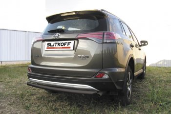Защита заднего бампера Slitkoff (Ø57 мм, радиусная) Toyota RAV4  XA40 (2015-2019) 5 дв. рестайлинг (Сталь с полимерным покрытием в цвет: черный)