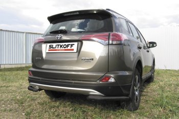 Защита заднего бампера Slitkoff (Ø57 мм, уголки) Toyota RAV4  XA40 (2015-2019) 5 дв. рестайлинг