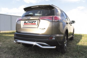 Защита заднего бампера Slitkoff (Ø57 мм, волна) Toyota RAV4  XA40 (2015-2019) 5 дв. рестайлинг