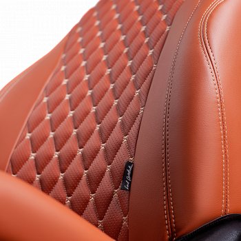 14 999 р. Чехлы для сидений Lord Autofashion Байрон (экокожа, 60/40, подлокотник, 3 Г-образных подголовника)  Toyota RAV4  XA40 (2012-2019) 5 дв. дорестайлинг, 5 дв. рестайлинг (Коричневый, вставка коричневая, строчка бежевая)  с доставкой в г. Кемерово. Увеличить фотографию 4