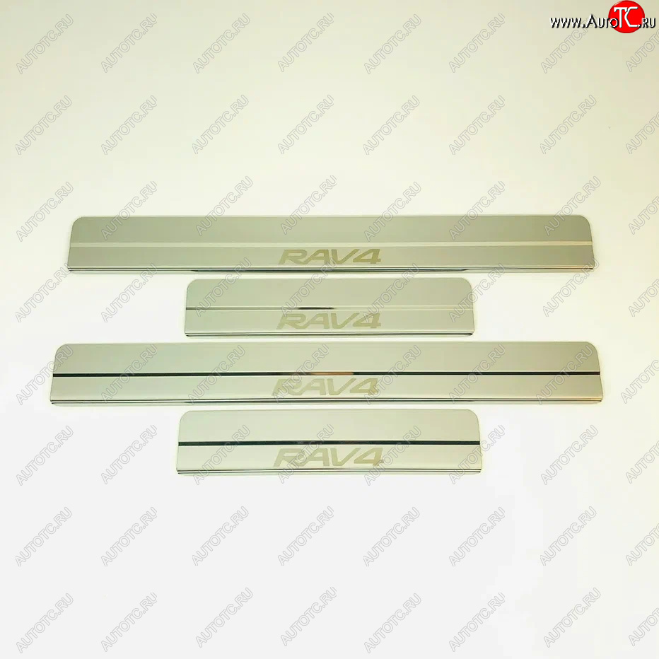 2 199 р. Накладки порожков салона INOX Toyota RAV4 XA40 5 дв. дорестайлинг (2012-2015) (Нержавеющая сталь)  с доставкой в г. Кемерово