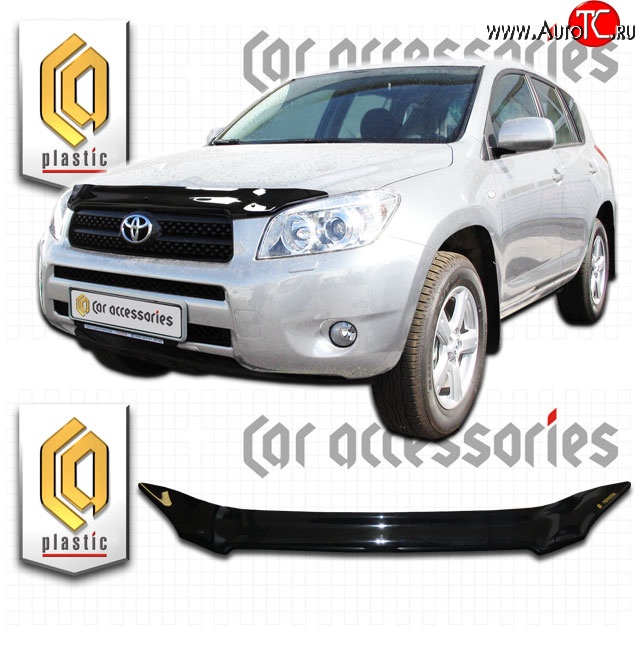 2 159 р. Дефлектор капота CA-Plastic  Toyota RAV4  XA305 (2005-2009) 5 дв. дорестайлинг (Classic черный, Без надписи)  с доставкой в г. Кемерово