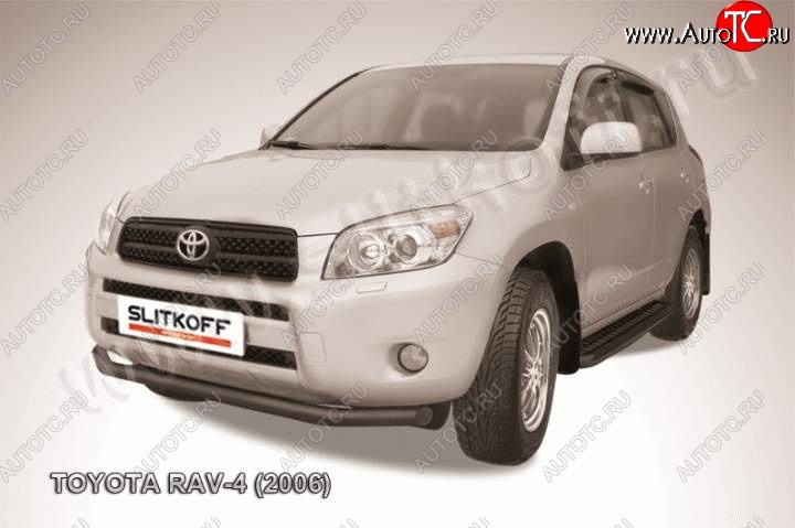 6 299 р. Защита переднего бампер Slitkoff  Toyota RAV4  XA305 (2005-2009) 5 дв. дорестайлинг (Цвет: серебристый)  с доставкой в г. Кемерово