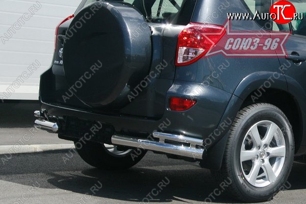 14 561 р. Защита заднего бампера из двойных боковых уголков Souz-96 (d76/42)  Toyota RAV4  XA305 (2005-2009) 5 дв. дорестайлинг  с доставкой в г. Кемерово