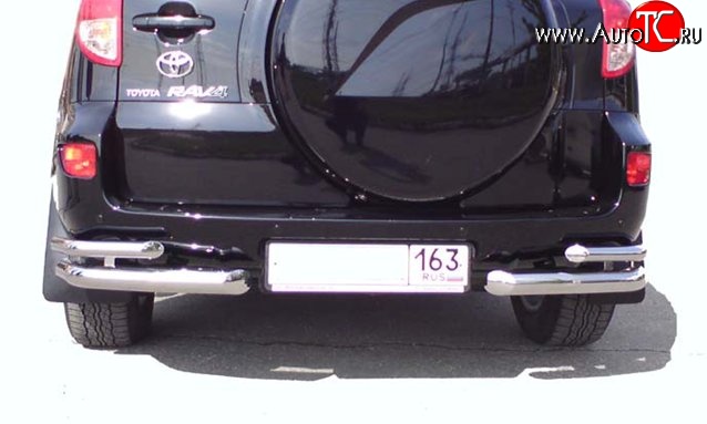 8 799 р. Защита заднего бампера (двойные углы d63 и 42 мм) Металл Дизайн  Toyota RAV4  XA305 (2005-2009) 5 дв. дорестайлинг  с доставкой в г. Кемерово