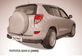 Защита заднего бампера Slitkoff (d57 мм, уголки) Toyota RAV4  XA305 (2005-2009) 5 дв. дорестайлинг (Сталь с полимерным покрытием в цвет: черный)