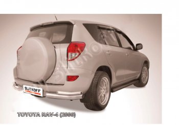 Защита заднего бампера Slitkoff (d57 мм, уголки) Toyota RAV4  XA305 (2005-2009) 5 дв. дорестайлинг (Сталь с полимерным покрытием в цвет: серебристый)