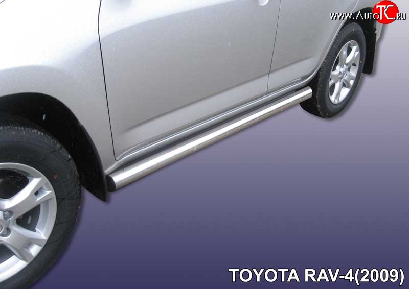 13 649 р. Защита порогов из круглой трубы диаметром 76 мм Slitkoff Toyota RAV4 XA30 5 дв. 1-ый рестайлинг (2008-2010) (Цвет: нержавеющая полированная сталь)  с доставкой в г. Кемерово