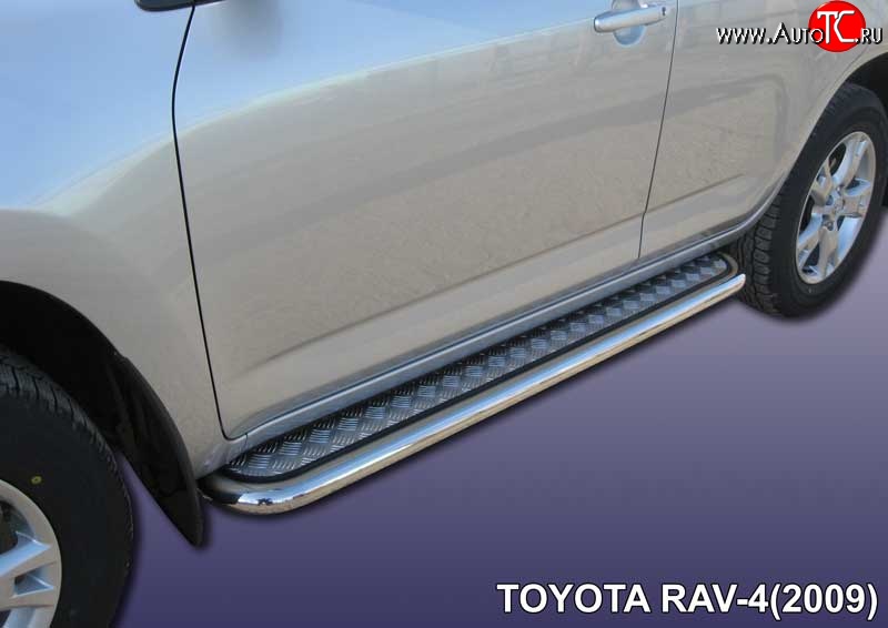 15 499 р. Широкая защита порогов с трубой диаметром 57 мм Slitkoff Toyota RAV4 XA30 5 дв. 1-ый рестайлинг (2008-2010) (Цвет: нержавеющая полированная сталь)  с доставкой в г. Кемерово