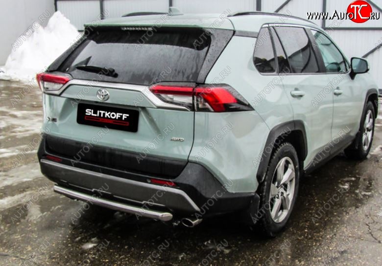 8 999 р. Защита заднего бампера Slitkoff (d57)  Toyota RAV4  XA50 (2018-2025) 5 дв. дорестайлинг (Нержавейка, Без окраски)  с доставкой в г. Кемерово