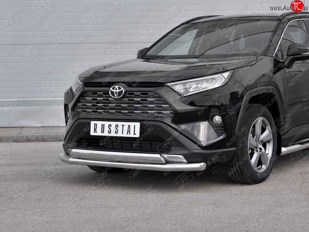 16 399 р. Защита переднего бампера (2 трубы Ø63 и 75х42 мм, нержавейка) Russtal Toyota RAV4 XA50 5 дв. дорестайлинг (2018-2025)  с доставкой в г. Кемерово