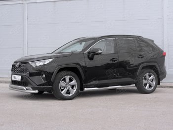 16 399 р. Защита переднего бампера (2 трубы Ø63 и 75х42 мм, нержавейка) Russtal Toyota RAV4 XA50 5 дв. дорестайлинг (2018-2025)  с доставкой в г. Кемерово. Увеличить фотографию 4