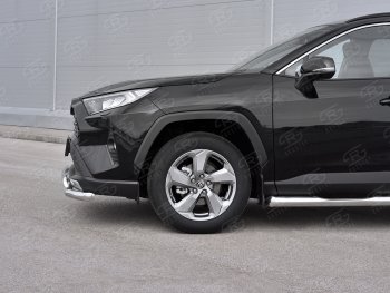 16 399 р. Защита переднего бампера (2 трубы Ø63 и 75х42 мм, нержавейка) Russtal Toyota RAV4 XA50 5 дв. дорестайлинг (2018-2025)  с доставкой в г. Кемерово. Увеличить фотографию 3