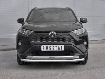 16 399 р. Защита переднего бампера (2 трубы Ø63 и 75х42 мм, нержавейка) Russtal Toyota RAV4 XA50 5 дв. дорестайлинг (2018-2025)  с доставкой в г. Кемерово. Увеличить фотографию 2