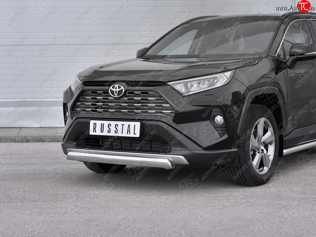 11 999 р. Защита переднего бампера (Ø75х42 мм, нержавейка) Russtal Toyota RAV4 XA50 5 дв. дорестайлинг (2018-2025)  с доставкой в г. Кемерово