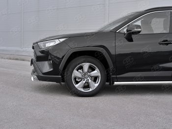 11 999 р. Защита переднего бампера (Ø75х42 мм, нержавейка) Russtal Toyota RAV4 XA50 5 дв. дорестайлинг (2018-2025)  с доставкой в г. Кемерово. Увеличить фотографию 4