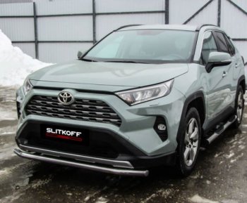 10 749 р. Защита переднего бампера Slitkoff (Ø57 мм)  Toyota RAV4  XA50 (2018-2025) 5 дв. дорестайлинг (Нержавейка)  с доставкой в г. Кемерово. Увеличить фотографию 2