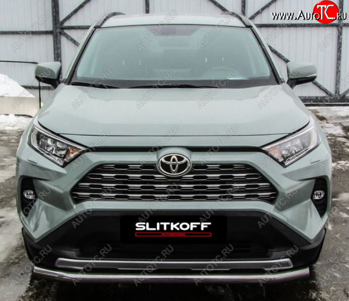 10 749 р. Защита переднего бампера Slitkoff (Ø57 мм)  Toyota RAV4  XA50 (2018-2025) 5 дв. дорестайлинг (Нержавейка)  с доставкой в г. Кемерово