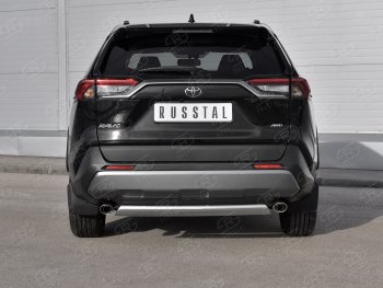 12 299 р. Защита заднего бампера (Ø75х42 мм, нержавейка) Russtal Toyota RAV4 XA50 5 дв. дорестайлинг (2018-2025)  с доставкой в г. Кемерово. Увеличить фотографию 2