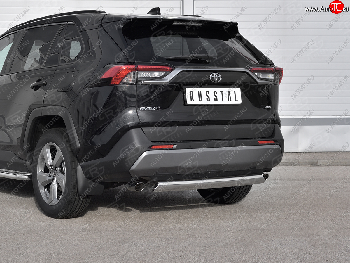 12 299 р. Защита заднего бампера (Ø75х42 мм, нержавейка) Russtal Toyota RAV4 XA50 5 дв. дорестайлинг (2018-2025)  с доставкой в г. Кемерово