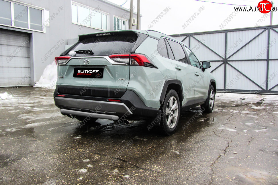 6 399 р. Защита заднего бампера Slitkoff (Ø57 мм)  Toyota RAV4  XA50 (2018-2025) 5 дв. дорестайлинг (Сталь с полимерным покрытием в цвет: серебристый)  с доставкой в г. Кемерово