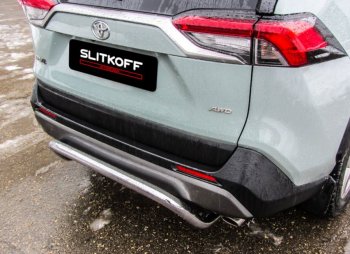 10 749 р. Защита заднего бампера D57 cкоба Slitkoff  Toyota RAV4  XA50 (2018-2025) 5 дв. дорестайлинг (Нержавейка полированная)  с доставкой в г. Кемерово. Увеличить фотографию 2
