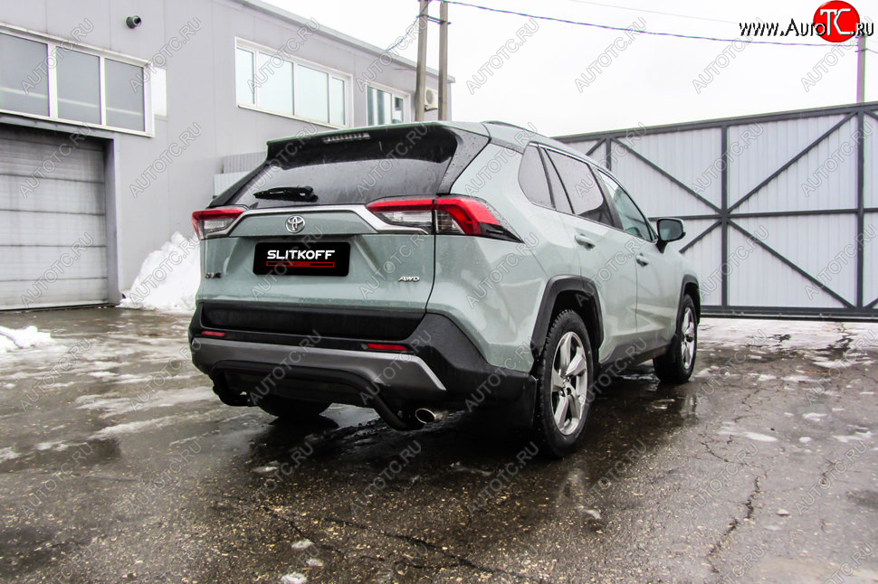 7 499 р. Защита заднего бампера Slitkoff (Ø57 мм, скоба)  Toyota RAV4  XA50 (2018-2025) 5 дв. дорестайлинг (Сталь с полимерным покрытием в цвет: черный)  с доставкой в г. Кемерово