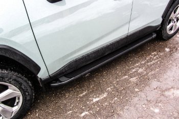 Пороги алюминиевые Slitkoff Toyota RAV4  XA50 (2018-2025) 5 дв. дорестайлинг (Optima Black )