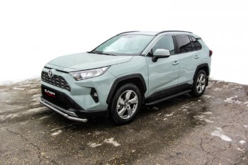 13 349 р. Пороги алюминиевые Slitkoff  Toyota RAV4  XA50 (2018-2025) 5 дв. дорестайлинг (Optima Black )  с доставкой в г. Кемерово. Увеличить фотографию 3