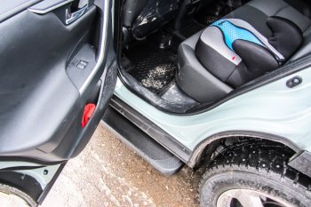 13 349 р. Пороги алюминиевые Slitkoff  Toyota RAV4  XA50 (2018-2025) 5 дв. дорестайлинг (Optima Black )  с доставкой в г. Кемерово. Увеличить фотографию 5