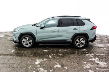 13 349 р. Пороги алюминиевые Slitkoff  Toyota RAV4  XA50 (2018-2025) 5 дв. дорестайлинг (Optima Black )  с доставкой в г. Кемерово. Увеличить фотографию 4