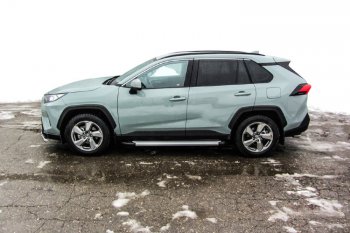 13 349 р. Пороги алюминиевые Slitkoff  Toyota RAV4  XA50 (2018-2025) 5 дв. дорестайлинг (Optima Silver)  с доставкой в г. Кемерово. Увеличить фотографию 2