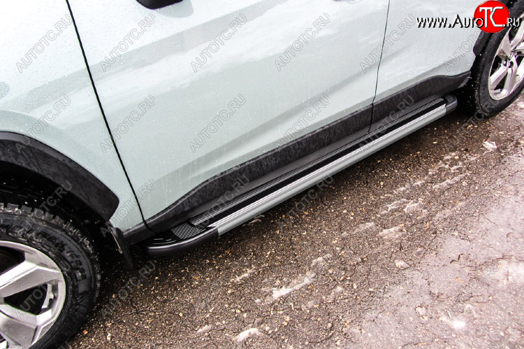 10 699 р. Пороги алюминиевые Slitkoff  Toyota RAV4  XA50 (2018-2025) 5 дв. дорестайлинг (Luxe Silver)  с доставкой в г. Кемерово
