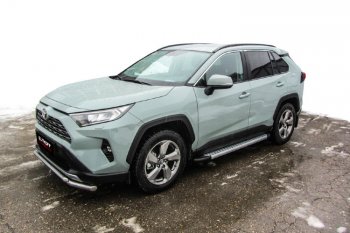 17 399 р. Пороги алюминиевые Slitkoff  Toyota RAV4  XA50 (2018-2025) 5 дв. дорестайлинг (Standart Silver)  с доставкой в г. Кемерово. Увеличить фотографию 2