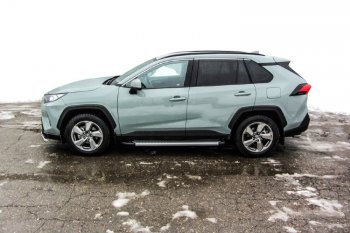 17 399 р. Пороги алюминиевые Slitkoff  Toyota RAV4  XA50 (2018-2025) 5 дв. дорестайлинг (Standart Silver)  с доставкой в г. Кемерово. Увеличить фотографию 3