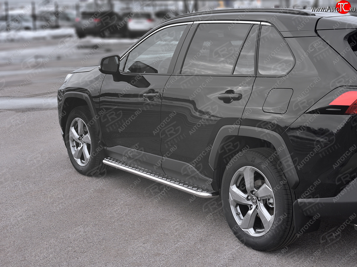 24 649 р. Пороги SLITKOFF d42 с листом  Toyota RAV4  XA50 (2018-2025) 5 дв. дорестайлинг (лист алюминий, труба нержавейка)  с доставкой в г. Кемерово