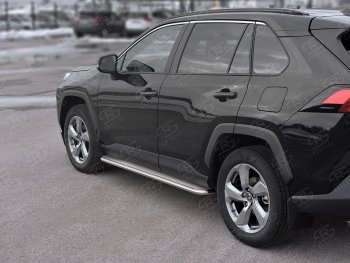 Пороги SLITKOFF d42 с листом Toyota RAV4  XA50 (2018-2025) 5 дв. дорестайлинг (лист нержавейка, труба нержавейка)