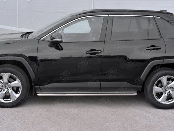 35 549 р. Пороги SLITKOFF d42 с листом  Toyota RAV4  XA50 (2018-2025) 5 дв. дорестайлинг (лист нержавейка, труба нержавейка)  с доставкой в г. Кемерово. Увеличить фотографию 2