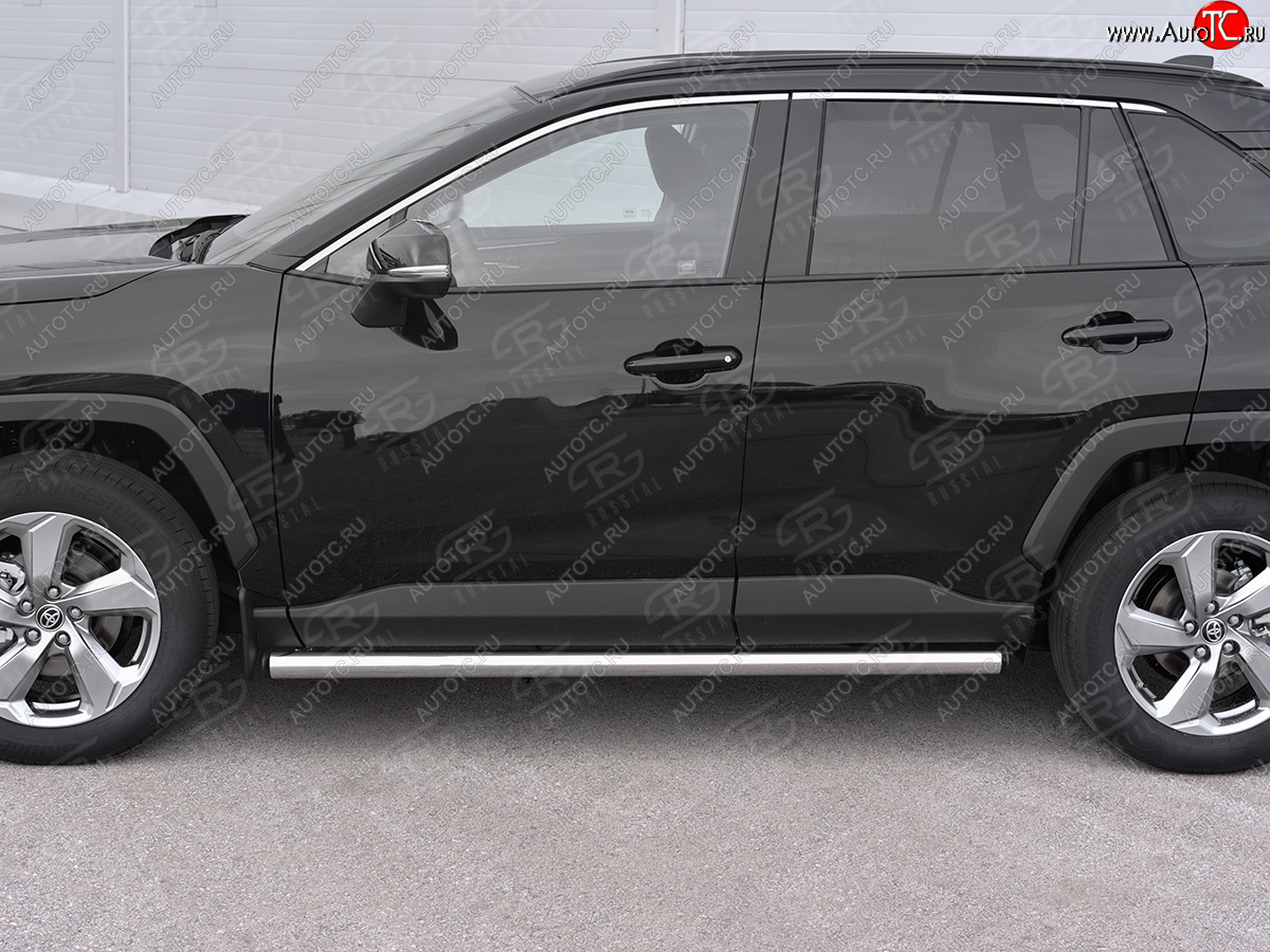 18 799 р. Защита порогов на SLITKOFF труба d63 Toyota RAV4 XA50 5 дв. дорестайлинг (2018-2025) (защита порогов с заглушками на торцах)  с доставкой в г. Кемерово