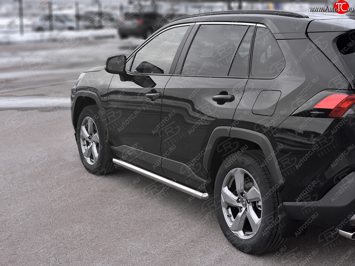 19 999 р. Защита порогов на SLITKOFF труба d63  Toyota RAV4  XA50 (2018-2025) 5 дв. дорестайлинг (защита порогов с закругленными торцами)  с доставкой в г. Кемерово