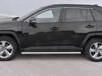 19 999 р. Защита порогов на SLITKOFF труба d63  Toyota RAV4  XA50 (2018-2025) 5 дв. дорестайлинг (защита порогов с закругленными торцами)  с доставкой в г. Кемерово. Увеличить фотографию 3