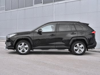 22 549 р. Защита порогов на SLITKOFF труба d76 с накладкой Toyota RAV4 XA50 5 дв. дорестайлинг (2018-2025) (защита порогов с заглушками на торцах)  с доставкой в г. Кемерово. Увеличить фотографию 3