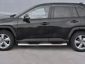 22 549 р. Защита порогов на SLITKOFF труба d76 с накладкой Toyota RAV4 XA50 5 дв. дорестайлинг (2018-2025) (защита порогов с заглушками на торцах)  с доставкой в г. Кемерово. Увеличить фотографию 2