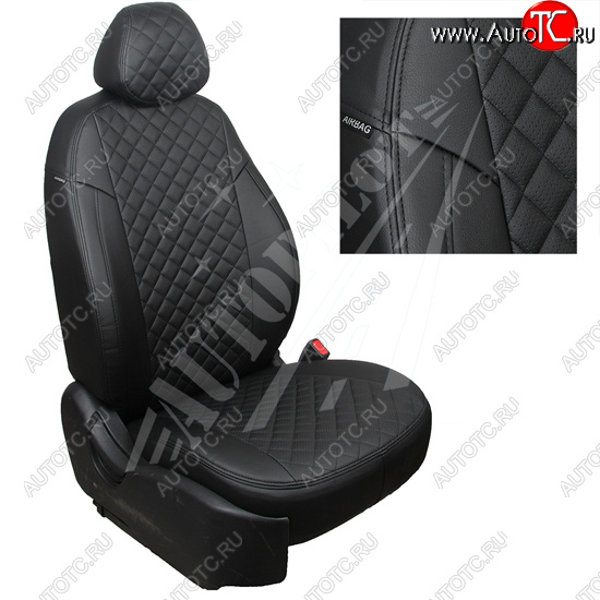 14 249 р. Чехлы сидений AUTOPILOT Экокожа Ромб (40/60, с вырезом под подлокотник).  Toyota RAV4  XA50 (2018-2025) 5 дв. дорестайлинг (Черный + Черный)  с доставкой в г. Кемерово